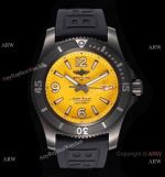 Swiss Breitling Superocean Automatic Black Steel Watch Yellow Dial